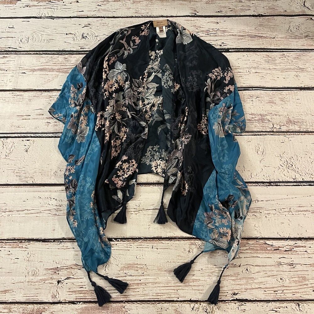 Kachel x Anthropologie Jamie Tasseled Kimono Floral Watercolour One Size Women's